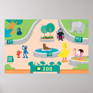 Póster Sesame Street Escena del Zoológico