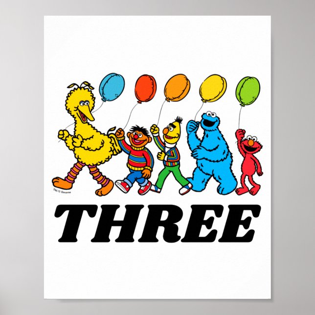 Póster Sesame Street Pals 3rd Birthday Balloons Toddler  (Frente)