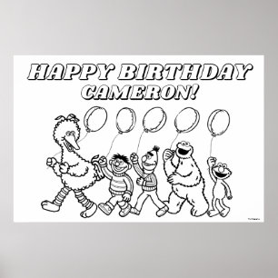 Póster Sesame Street Pals Balloons Colores de cumpleaños