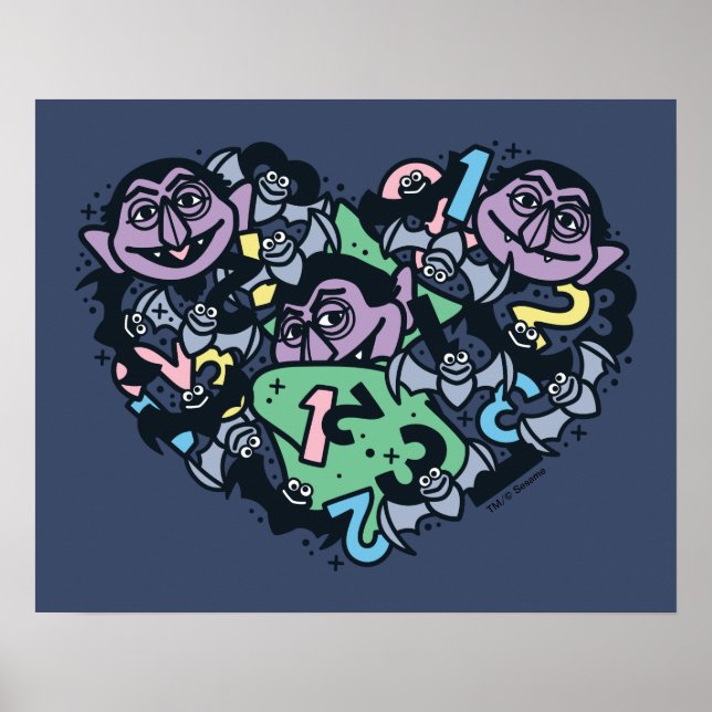 Póster Sésamo | Conde von Count Doodle Heart (Frente)