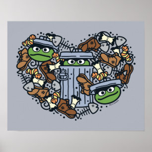 Póster Sésamo Oscar el Corazón de Doodle de Grouch