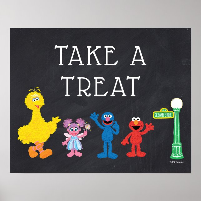 Póster Sésamo Street Pals Chalkboard Rainbow Birday (Frente)