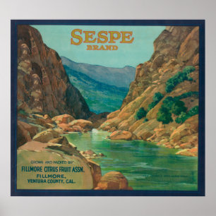 Póster Sespe LabelFillmore anaranjado, CA