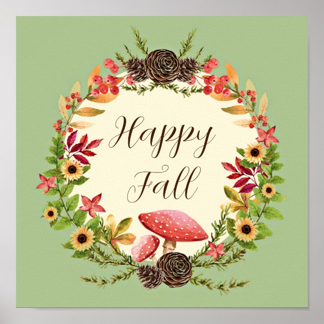 Póster Seta y girasoles con texto personalizable  (Frente)