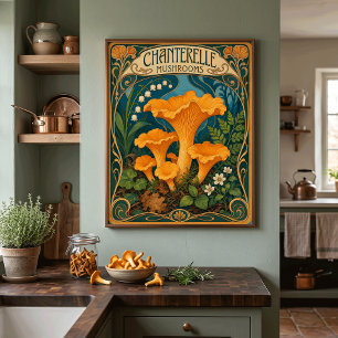 Póster Setas Rebozuelo Cocina Chef Botín del Bosque