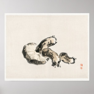Póster Setas shitake de Kōno Bairei (1844-1895)