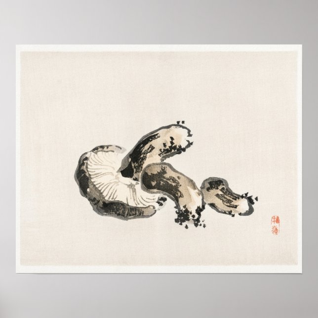 Póster Setas shitake de Kōno Bairei (1844-1895) (Frente)