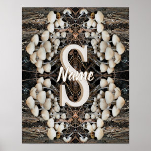 Póster Setas Silvestres con Inicial de Nombre de Monogram