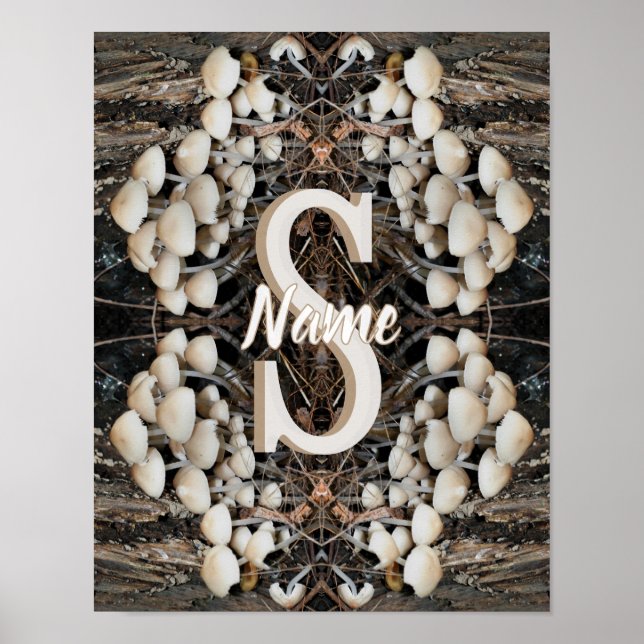 Póster Setas Silvestres con Inicial de Nombre de Monogram (Frente)