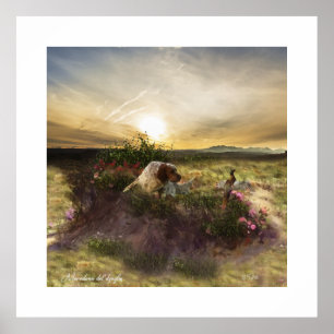 Póster Setter inglés, caza de faisanes