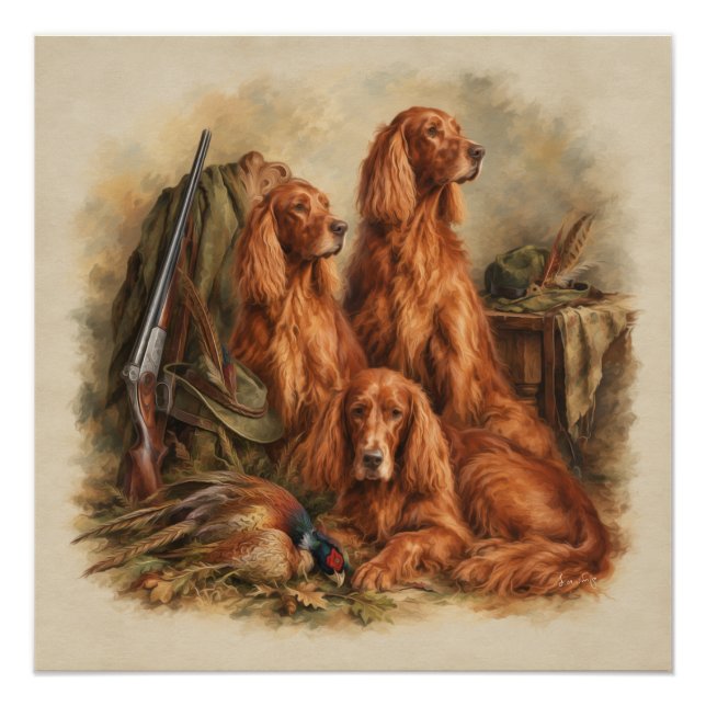 Póster Setter Irlandés ,Arte  (Anverso)