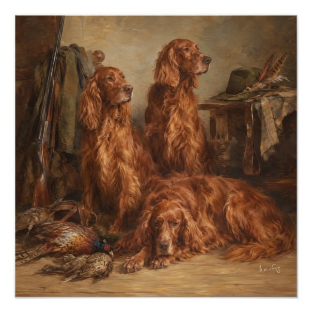 Póster Setter Irlandés ,Arte  (Anverso)