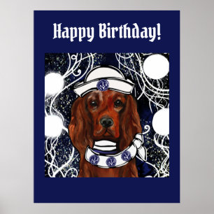 Póster Setter Rojo Irlandés Tarjeta Postal