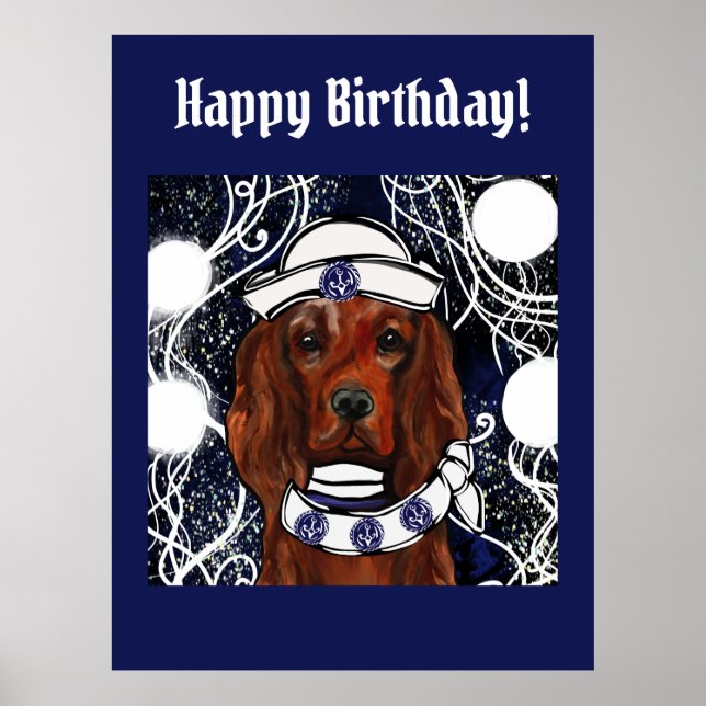 Póster Setter Rojo Irlandés Tarjeta Postal (Frente)