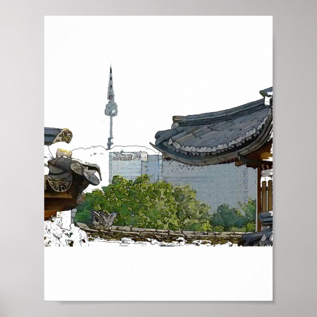 Póster Seúl en Corea y cultura (Frente)