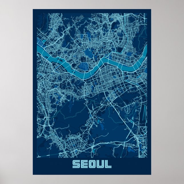 Póster Seúl - Mapa de la ciudad de paz surcoreana (Frente)