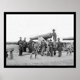Póster Seven Officers by a Big Gun in Washington, DC 1865