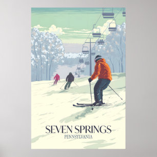 Póster Seven Springs Pennsylvania EE. UU. Resort de Esquí
