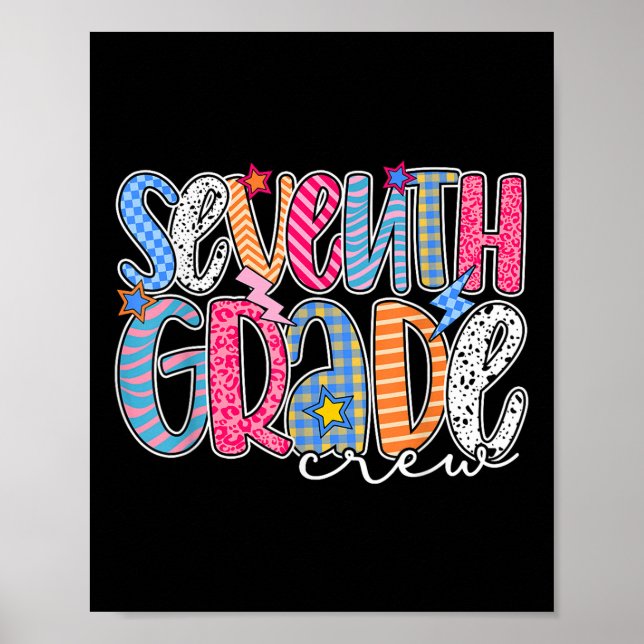 Póster Seventh Grade Crew 7th Grade Back To School Teache (Frente)