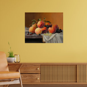 Póster Severin Roesen - Melocotones, Uvas, Manzanas