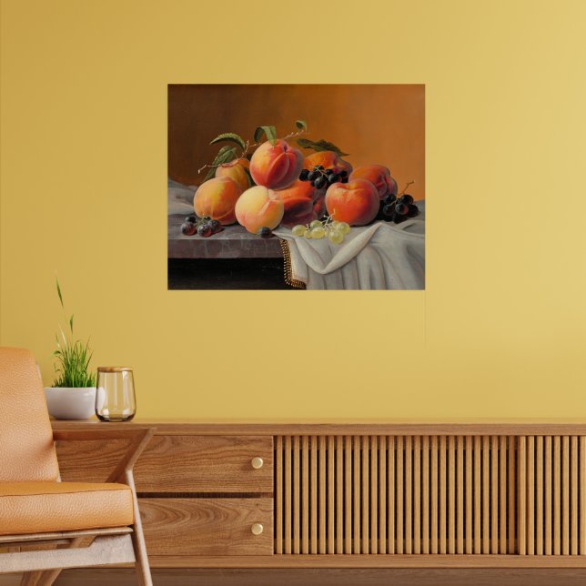 Póster Severin Roesen - Melocotones, Uvas, Manzanas (Salón 2)