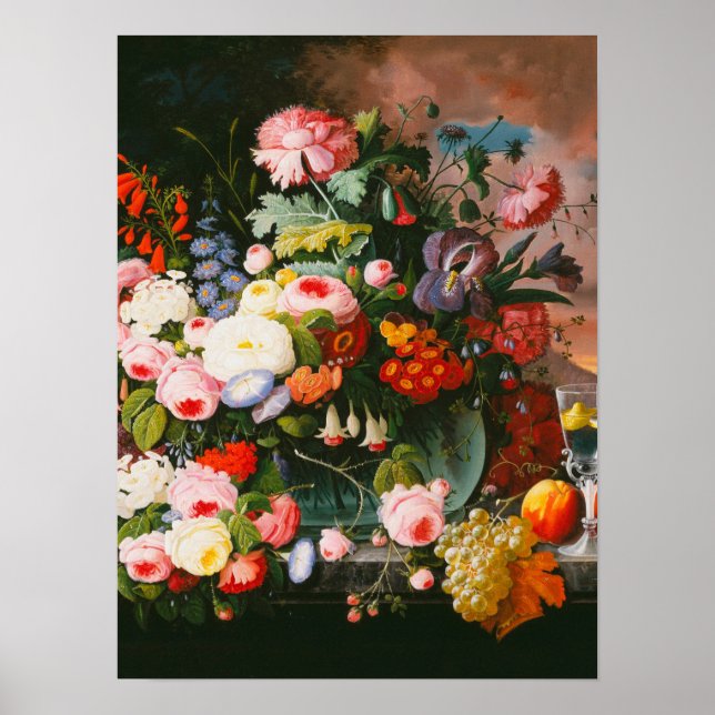 Póster Severin Roesen - Vida De Flores Y Fruta (Frente)
