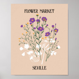 Póster Sevilla editable del mercado de flores