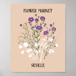 Póster Sevilla editable del mercado de flores
