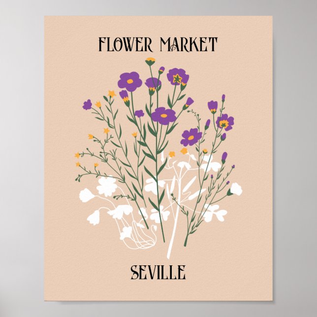 Póster Sevilla editable del mercado de flores (Frente)
