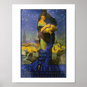 Póster Sevilla España 1925 Flamenco Dancer