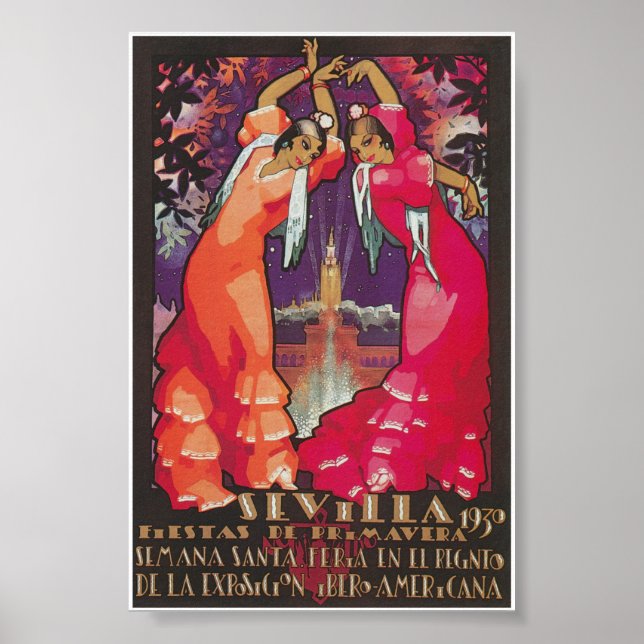 Póster Sevilla España 1930 Festival de Primavera Viajes d (Frente)