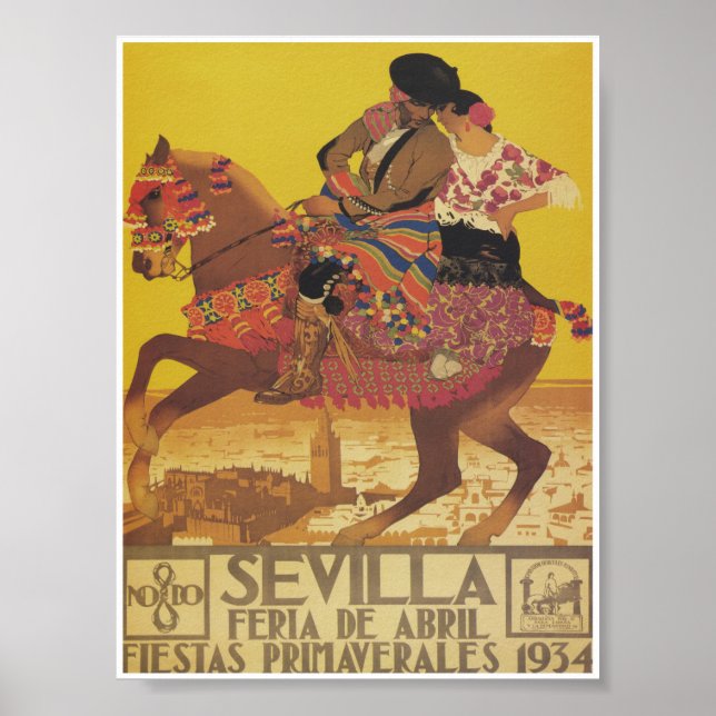 Póster Sevilla España 1934 April Fair Vintage Travel (Frente)