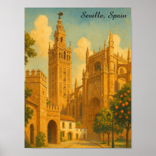 Póster Sevilla España Andalucía Viaje Vintage