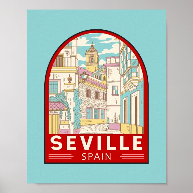Póster Sevilla España Viaje Retro Emblem (Frente)