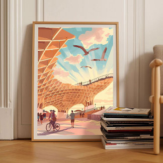Póster Seville Print Sevilla Illustration Las Setas Print