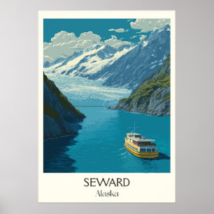Póster Seward Alaska Glaciar Bahía de la Resurrección