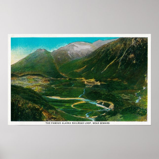 Póster Seward, Loop del famoso ferrocarril del área de Al (Frente)