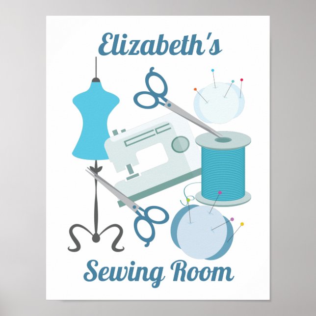 Póster Sewing and Quilting Blue (Frente)
