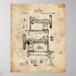 Póster Sewing Machine Patent