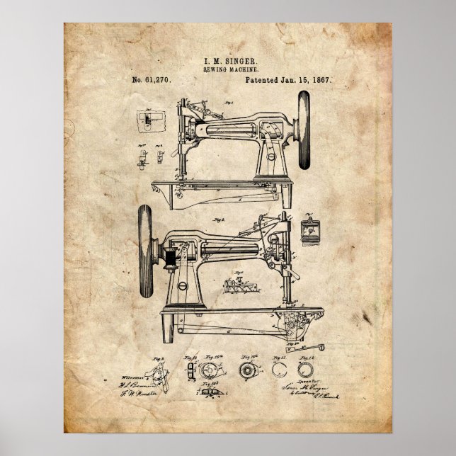 Póster Sewing Machine Patent (Frente)