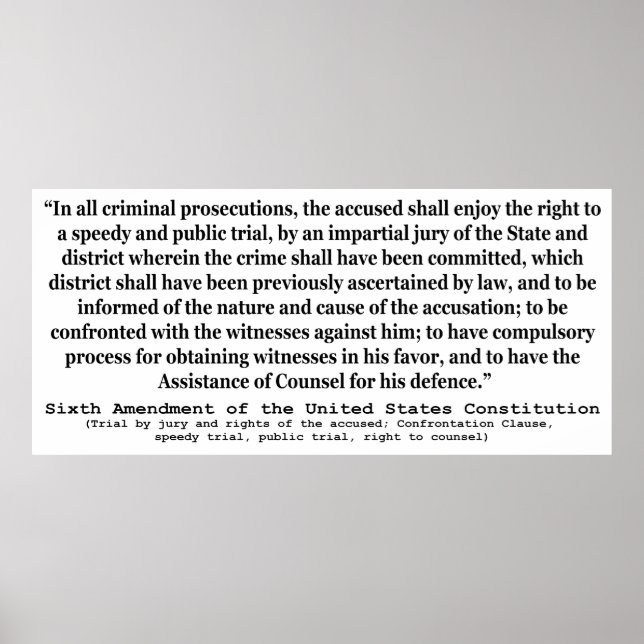 Póster Sexta enmienda a la Constitución de los Estados Un (Frente)