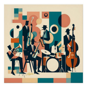 Póster Sexteto de la Era del Jazz de mediados de siglo