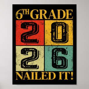 Póster Sexto 6to Grado Graduado 2026 Escuela Primaria Ret