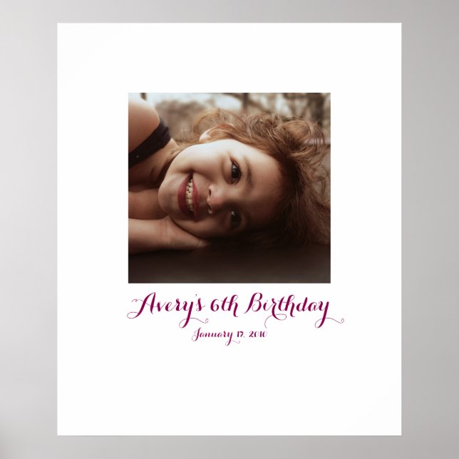 Póster Sexto cumpleaños del niño Rótulo En el Consejo de  (Frente)