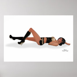 Póster Sexy Brunette Pinup Chica Poster durmiente