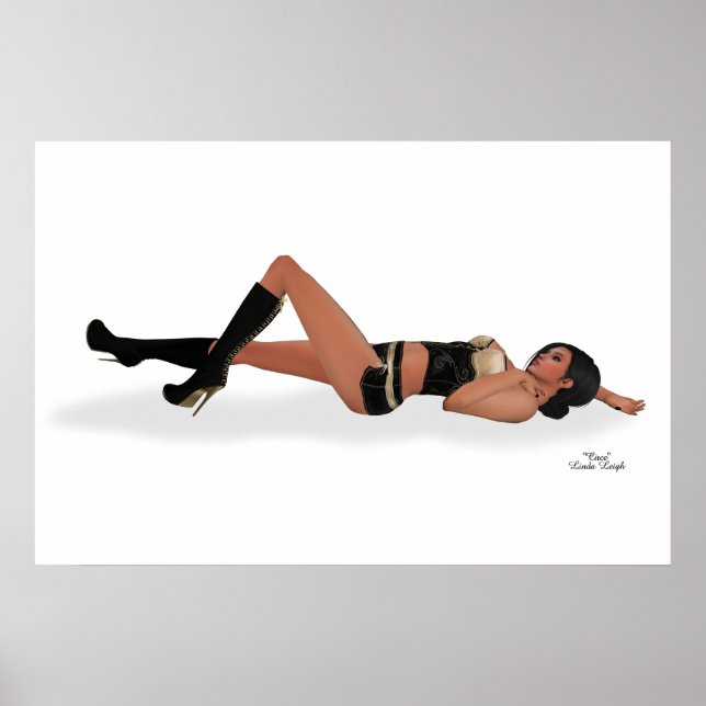 Póster Sexy Brunette Pinup Chica Poster durmiente (Frente)