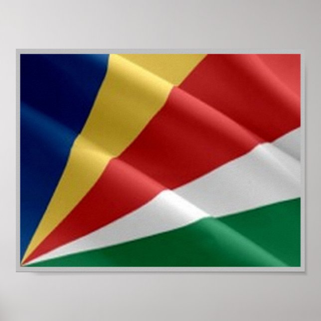 Póster Seychelles - Bandera onduladora - (Frente)