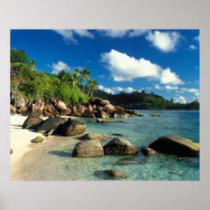 Póster Seychelles, la isla Mahe, la playa Anse Royale. 3