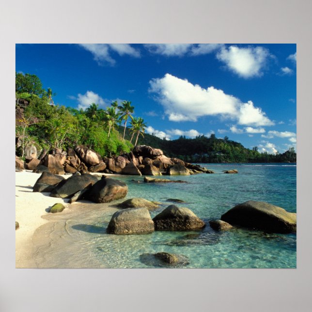Póster Seychelles, la isla Mahe, la playa Anse Royale. 3 (Frente)