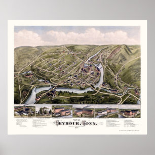 Póster Seymour, mapa panorámico del CT - 1879